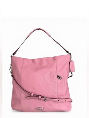 Coach Isabelle Pebbled Leather Large Shoulder Bag Light Pink Handle Bag